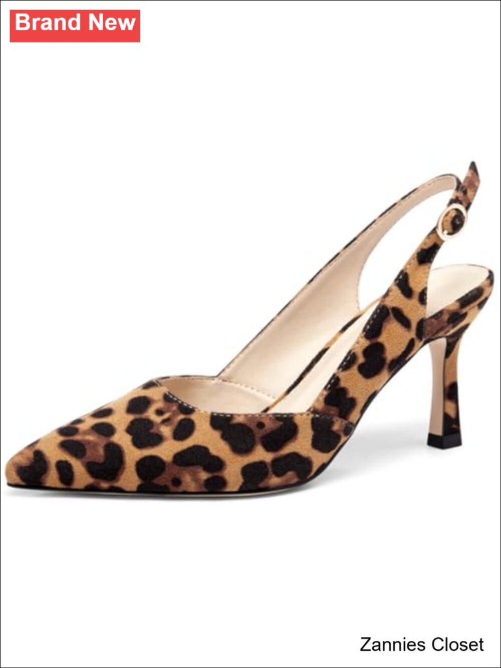 ✨ Rilista Women's Faux Leather Slingback Kitten Heels Pointed Toe Wedding Pumps
